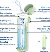 PHILIPS GoZero Everyday Insulated Stainless-Steel Water Bottle With Filter