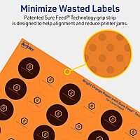Avery Printable Round Labels, Sure Feed Technology, Print-to-the-Edge, Laser/Inkjet