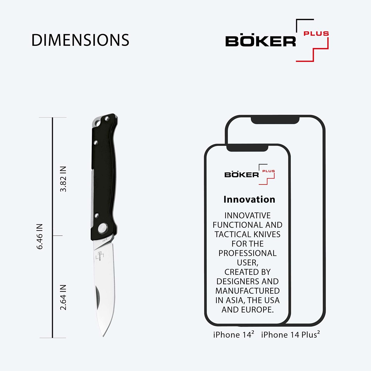 BÖKER PLUS® Atlas Black pocket knife - 2-hand full metal folding knife with sharp 12C27 Sandvik blade - EDC