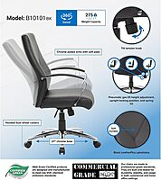 Boss Office Products Ergonomic High-Back LeatherPlus Executive Chair, Black