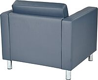 Office Star Pacific Armchair with Padded Box Spring Seats and Silver Finish Legs, Dillon Blue Faux Leather
