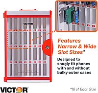 Victor Classroom Cell Phone Storage, 32 Slots Cell Phone Holder for Classroom, Wall Mounted Locker Storage Cabinet with Key Lock, Stores Multiple Different Phone Models