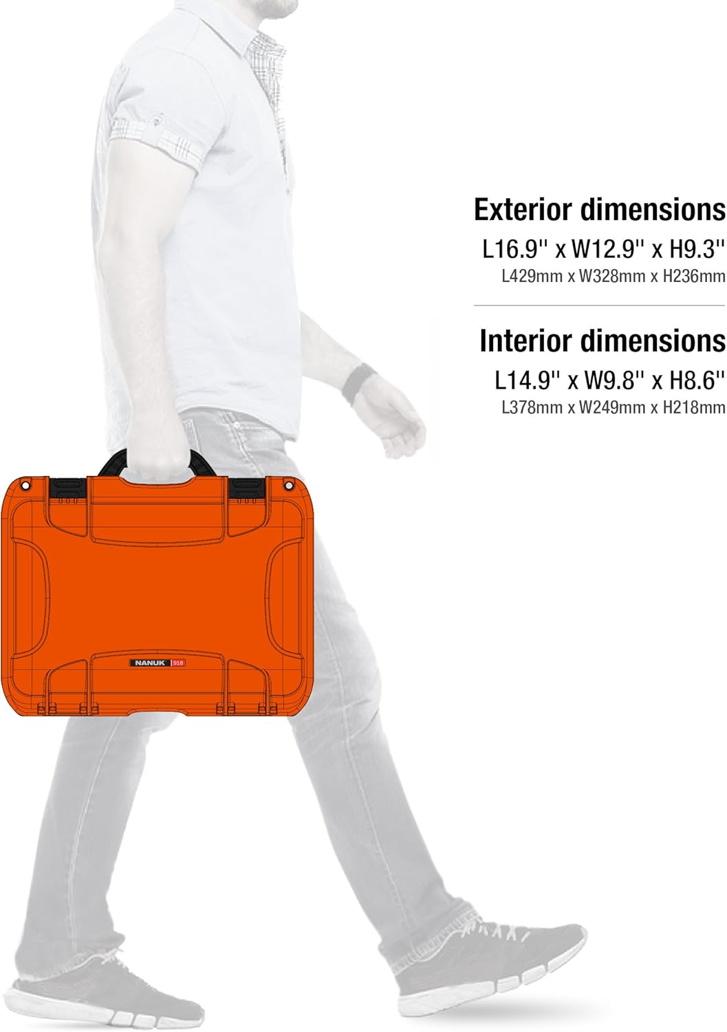 NANUK 918 Lightweight NK-7 Resin Waterproof Protective Case With Foam, Black Cubed Foam Orange