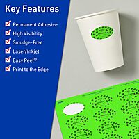 Avery Printable Oval Labels, Sure Feed Technology, 1" x 2", Neon Green Labels, Print-to-The-Edge, Laser/Inkjet Printable