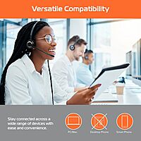 Spracht HS-2050 Single Ear Wireless Bluetooth Headset with Base Station | Noise Cancelling Headphones with Microphone for Pc