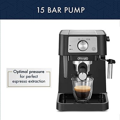 De'Longhi Stilosa Manual Espresso Machine, Compact Coffee Maker, 15 Bar Pump Pressure