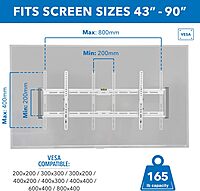 Mount-It! Tilting TV Wall Mount for 43"-90" TVs, Ultra Slim Heavy-Duty, White
