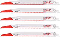 Milwaukee 48-00-5027 The AX 12-Inch, Bi-Metal Wood Demolition Reciprocating 5/8 TPI Super Sawzall Blade, 5-Pack