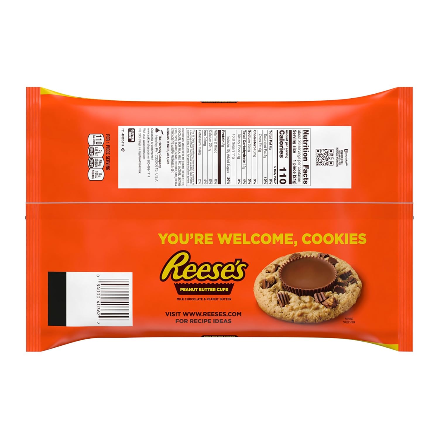 REESE'S Milk Chocolate Snack Size Peanut Butter Cups, Candy Jumbo Bag, 19.5 oz Peanut Butter 1.2 Pound (Pack of 1)
