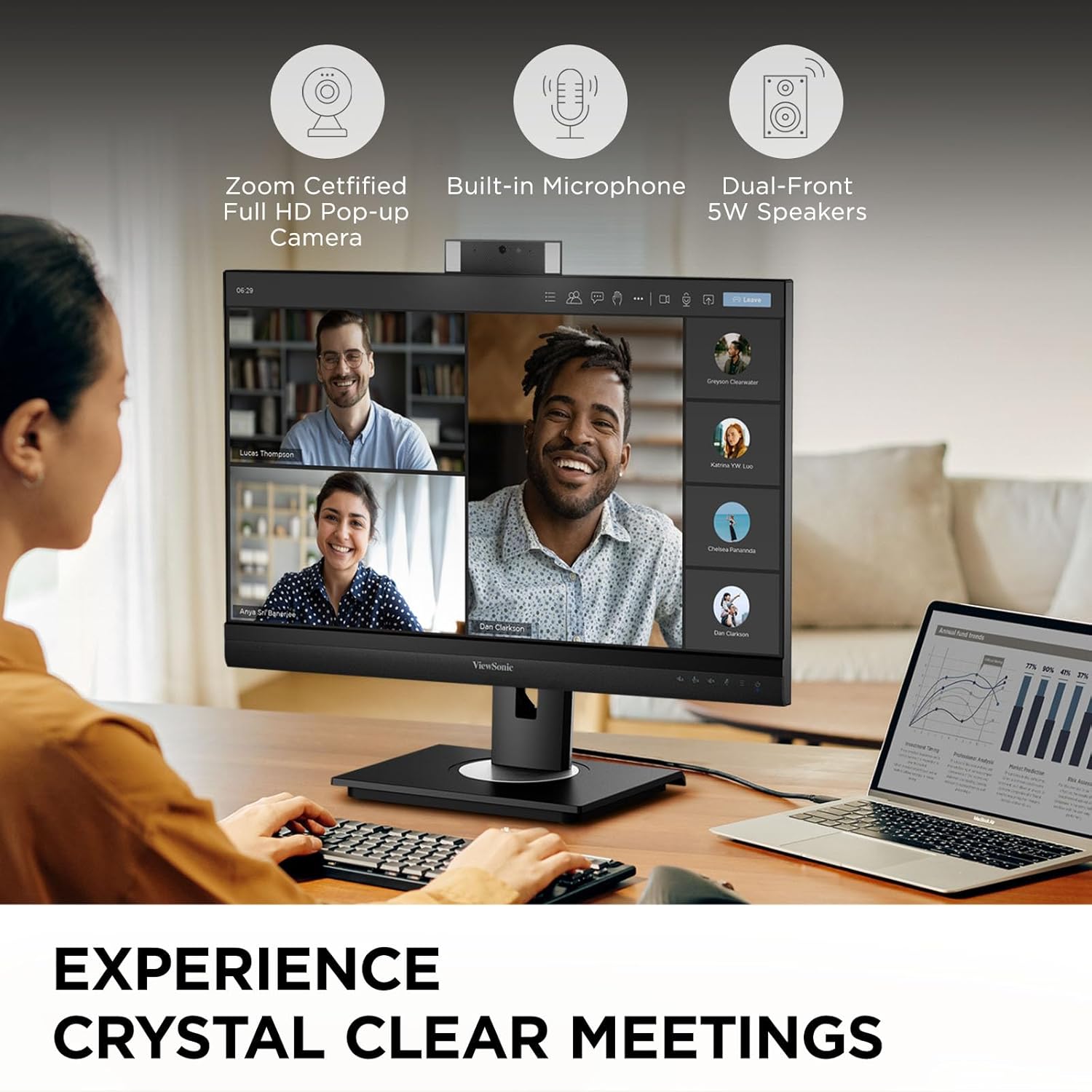 ViewSonic Video Conferencing Docking Monitor with Windows Hello Compatible IR Webcam