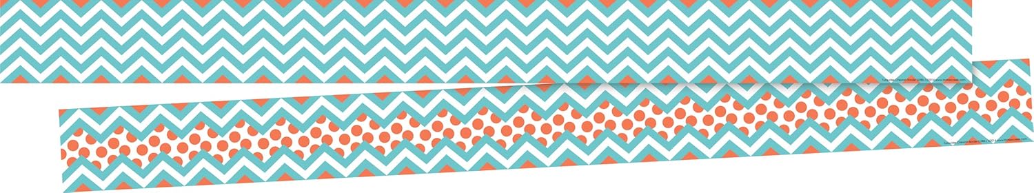 Barker Creek Double-Sided Border 6-Pack, Chevron, Multi-Design, 35' Each of 6 Colorful Sets of Double-Sided Border