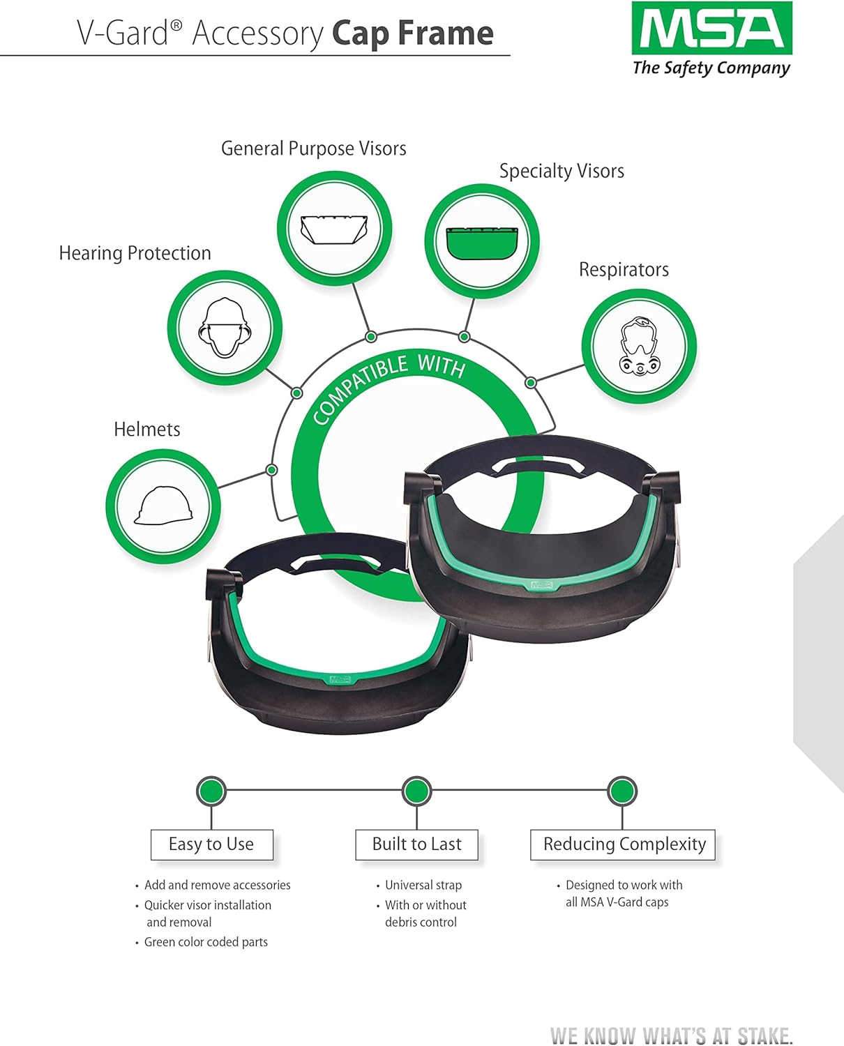 MSA 10115730 V-Gard Frame - General Purpose Applications, Fits Cap-Style Hard Hats, Black, High Density Polyethylene (HDPE)