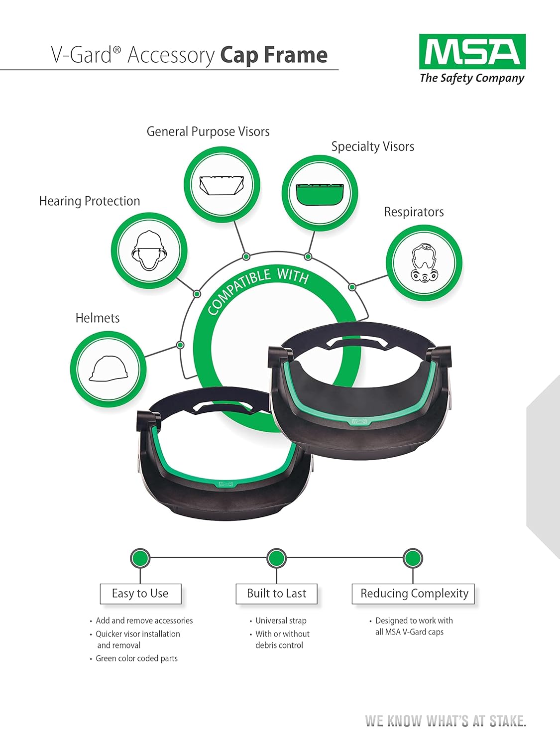 MSA 10187161 V-Gard Frame - Universal Cap Frame, Fits Cap-Style Hard Hats, Black, Rubber and Polyethylene