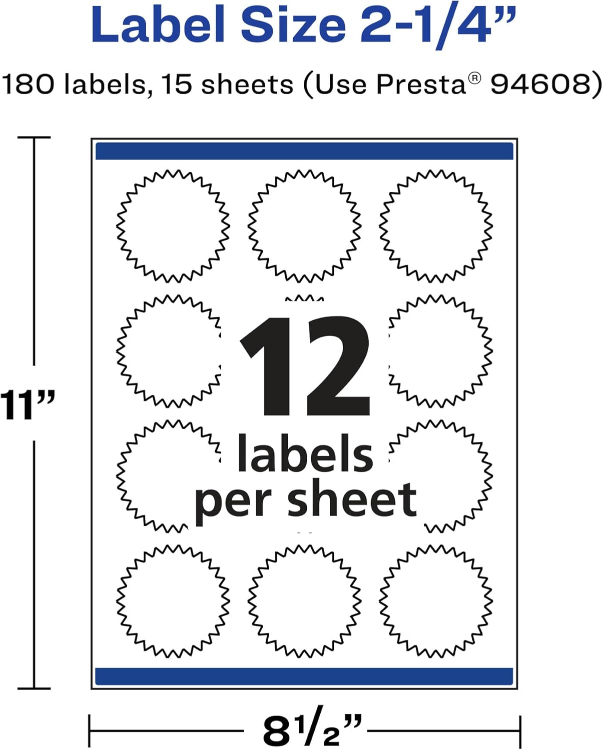 AVERY Matte White Removable Starburst Labels, 2.25 in, Sure Feed Technology, Print-to-the-Edge, Laser/Inkjet Printable