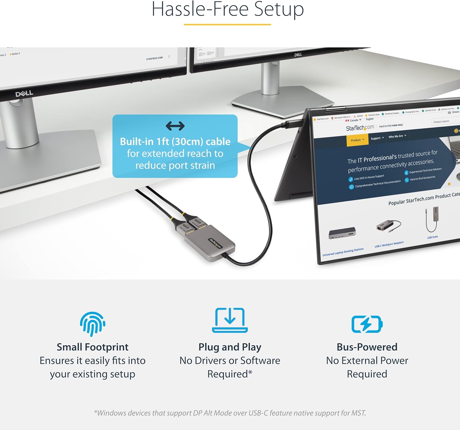 StarTech.com USB-C Multi-Monitor DisplayPort 1.4 MST Hub