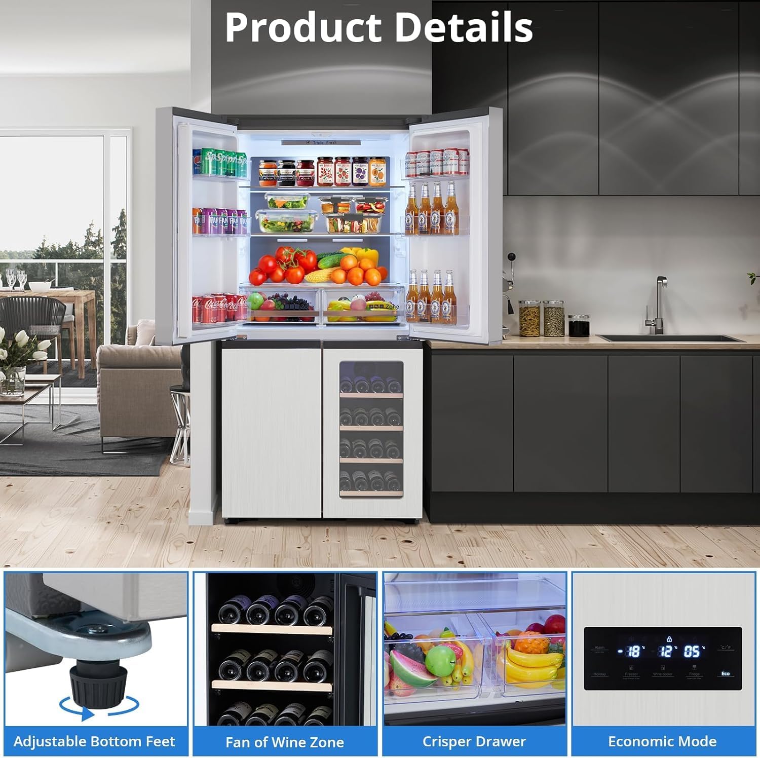 Refrigeradores de acero inoxidable de 21 pies cúbicos