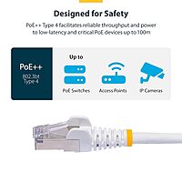 StarTech.com 6in White CAT8 Ethernet Cable, Snagless RJ45, 25G/40G, 2000MHz, 100W PoE++, S/FTP, 26AWG Pure Bare Copper, LSZH