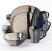 Gibson Elite Althea Reactive Dinnerware Set, Teal, Service for 4 (16pc)