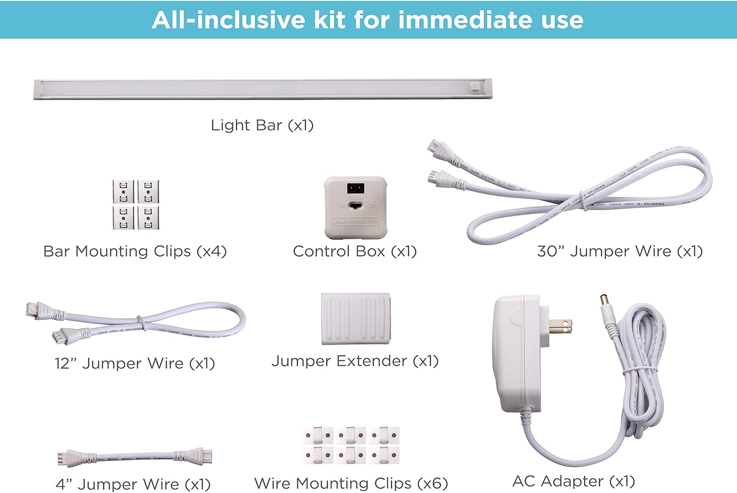 BLACK+DECKER PUREOPTICS LED Under-Cabinet Dimmable Linkable Lighting Kit