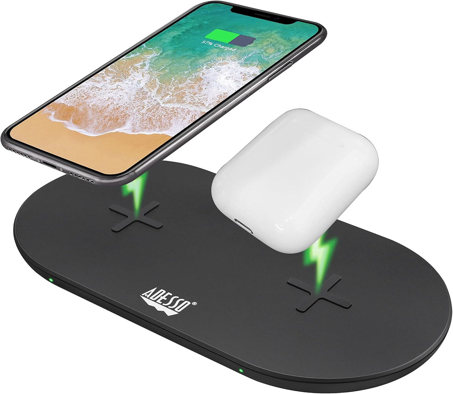 Adesso AUH-1040 15W Max Dual Wireless Qi-Certified Fast Charging Pad