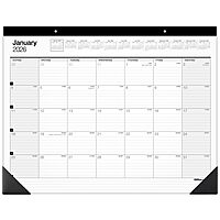 Office Depot Brand Monthly Desk Pad Calendar, 21 3/4" x 17", White/Black, January 2026 to December 2026, SP24D0026