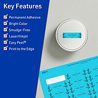 Avery Printable Rectangle Labels, Sure Feed Technology, 1" x 1-1/2", Bright Blue Labels, Print-to-The-Edge, Laser/Inkjet Printable, 320 Total, Great for Jars and More 320 labels