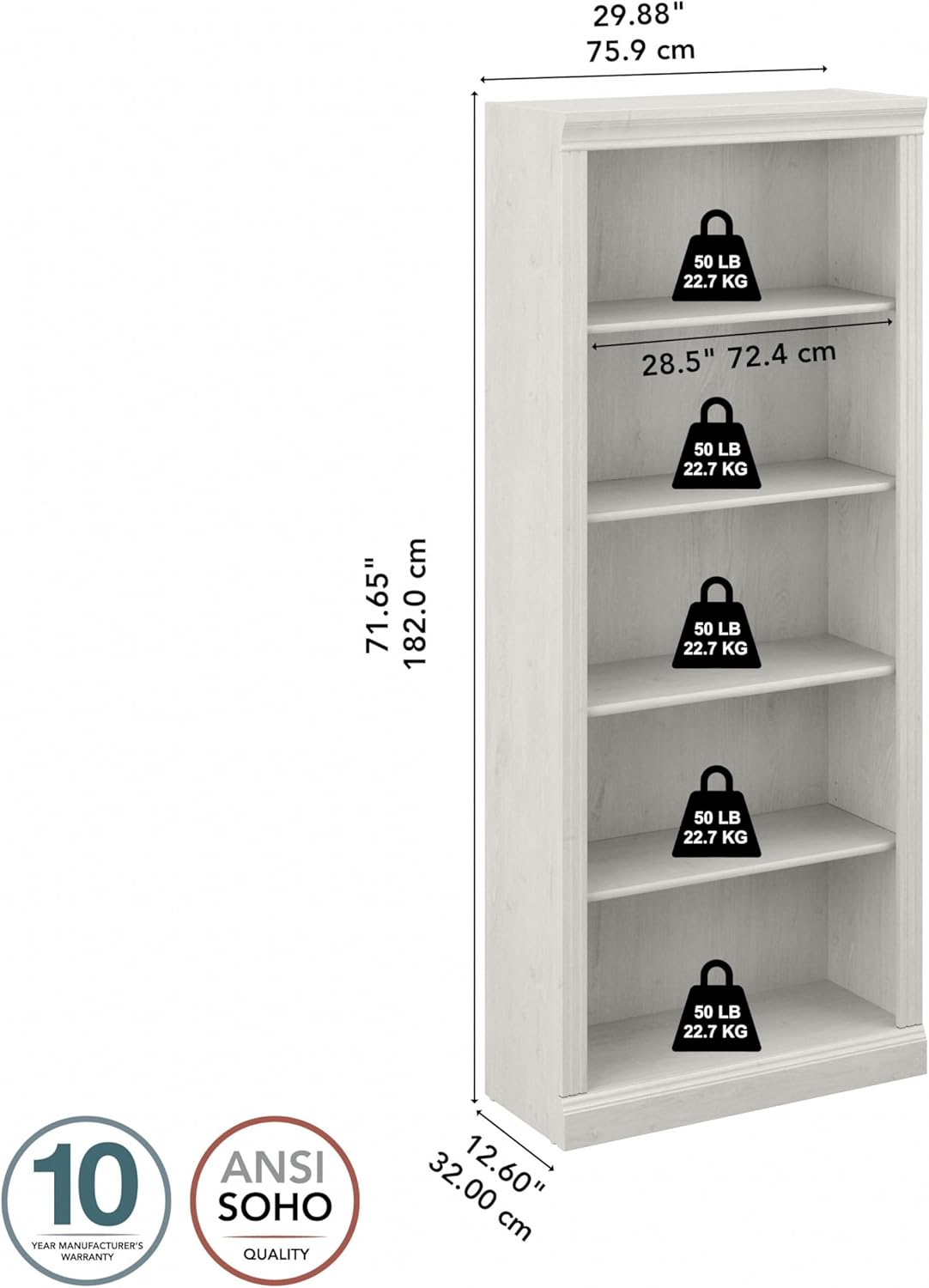 BUSH FURNITURE Saratoga Tall 5 Shelf Bookcase