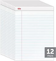 Office Depot Brand Writing Pads, 8-1/2in x 11-3/4in, Legal/Wide Ruled, 50 Sheets, White, Pack Of 12 Pads