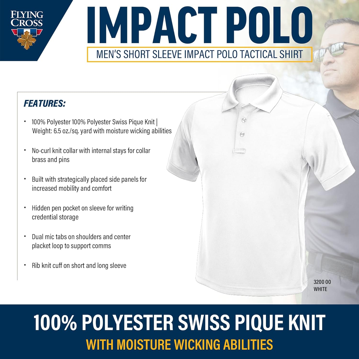 FLYING CROSS Men's Short Sleeve Impact Polo Shirt