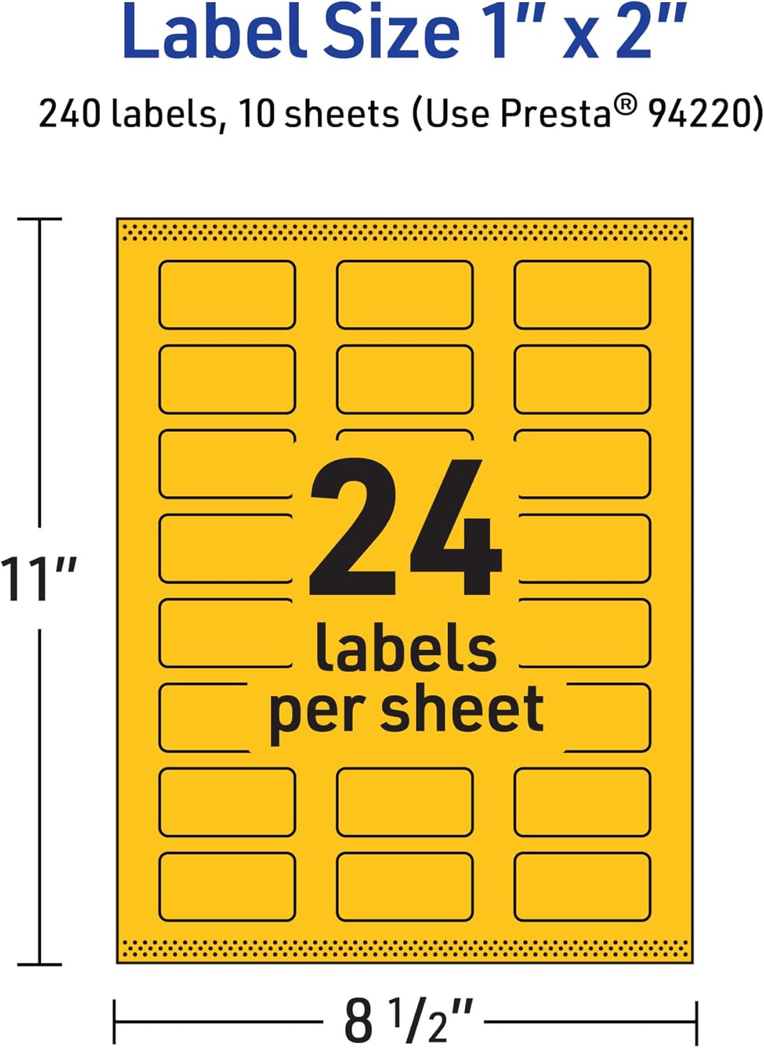 AVERY Printable Rectangle Labels, Sure Feed Technology, 1" x 2", Bright Yellow