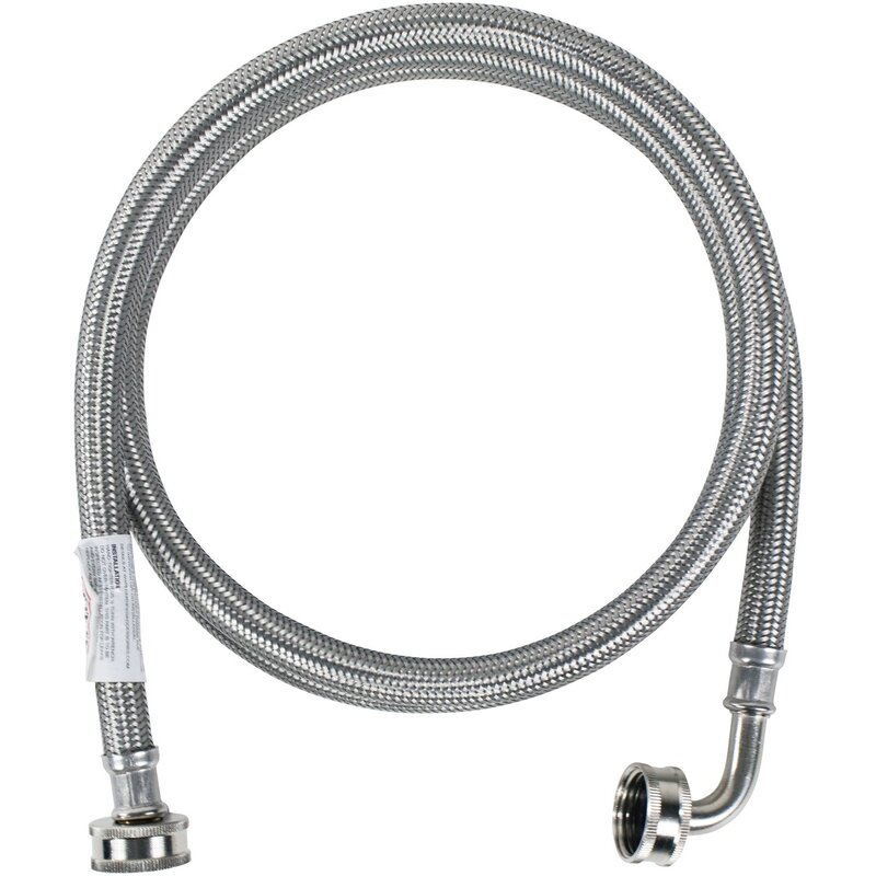 Certified Appliance Accessories Washing Machine Hose with 90 Degree Elbow, Hot or Cold Water Supply Line, 5 Feet