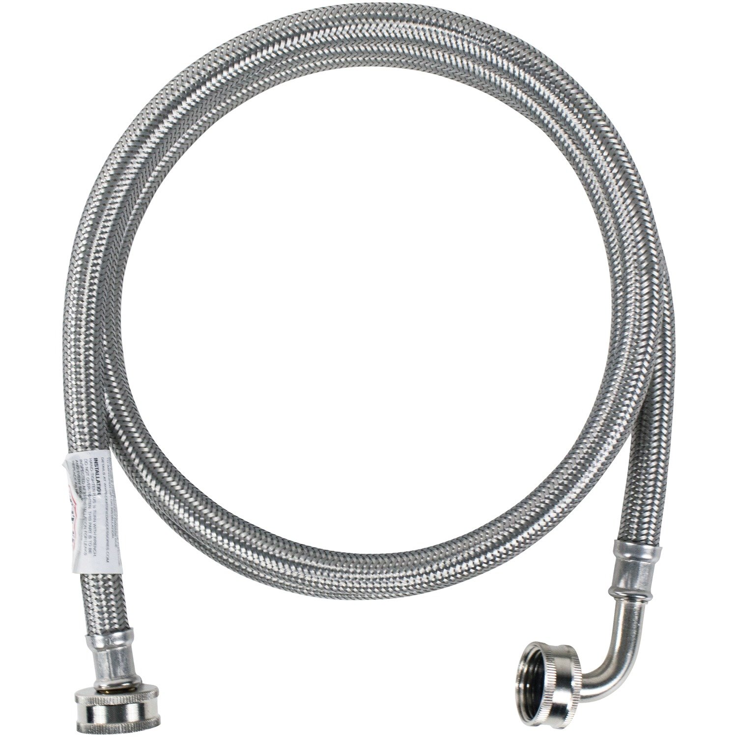 Certified Appliance Accessories Washing Machine Hose with 90 Degree Elbow, Hot or Cold Water Supply Line, 4 Feet