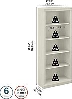 BUSH FURNITURE Saratoga Tall 5 Shelf Bookcase