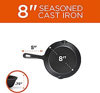 COMMERCIAL CHEF Pre-Seasoned Cast Iron Skillets