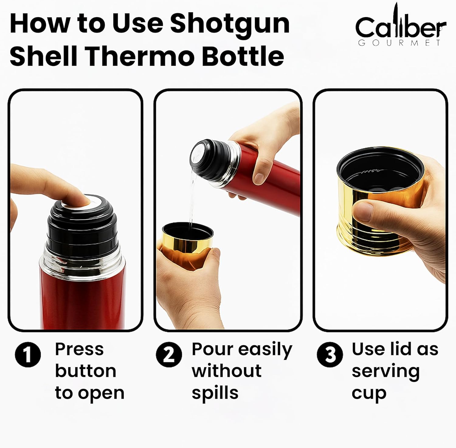 CALIBER GOURMET Bullet Thermos Bottle Vacuum Insulated Stainless Steel