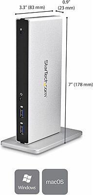 StarTech.com Dual Monitor USB 3.0 Docking Station w/ DVI to VGA & HDMI Adapters, 5x USB 3.0 & Audio - Vertical DVI Dock for Mac & Windows (USB3SDOCKDD)
