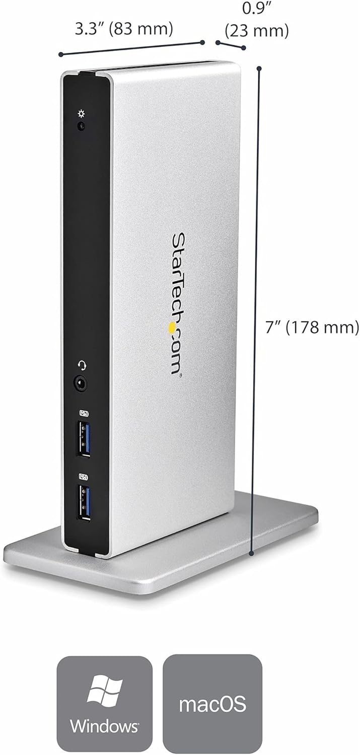StarTech.com Dual Monitor USB 3.0 Docking Station w/ DVI to VGA & HDMI Adapters