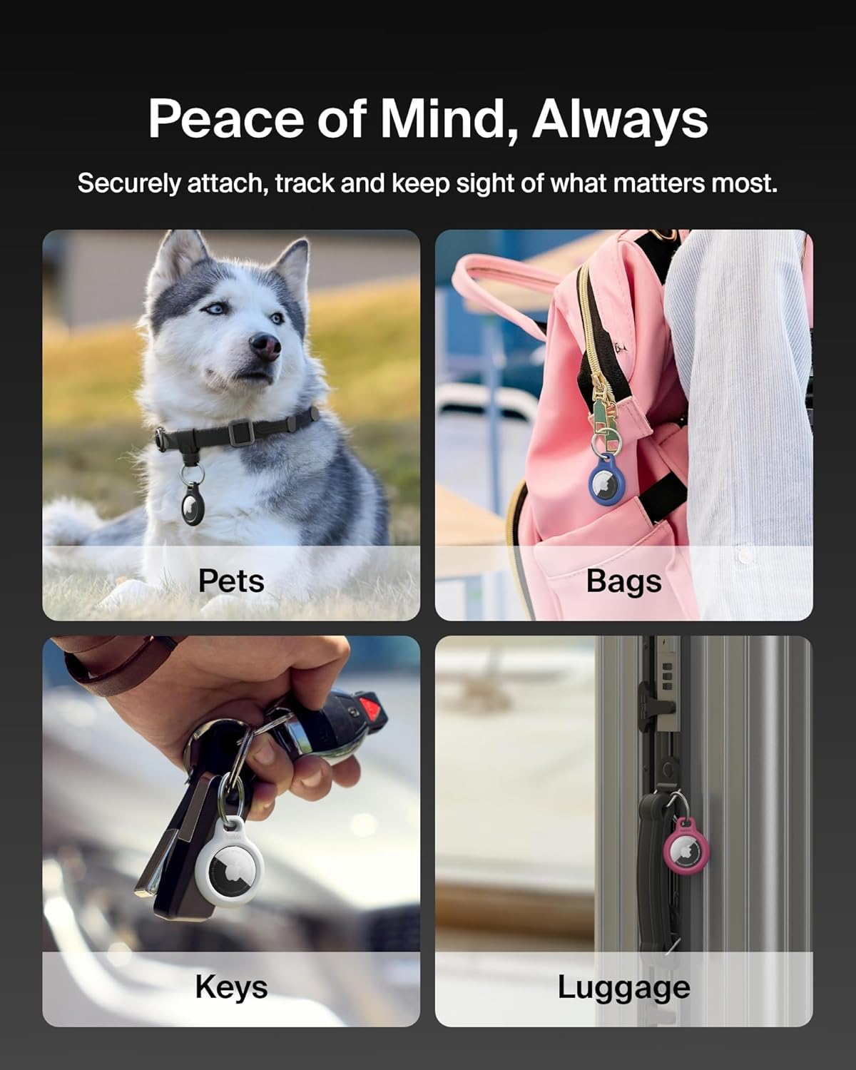 Belkin Apple AirTag Secure Holder with Key Ring - Durable Scratch-Resistant Case with Open Face & Raised Edges