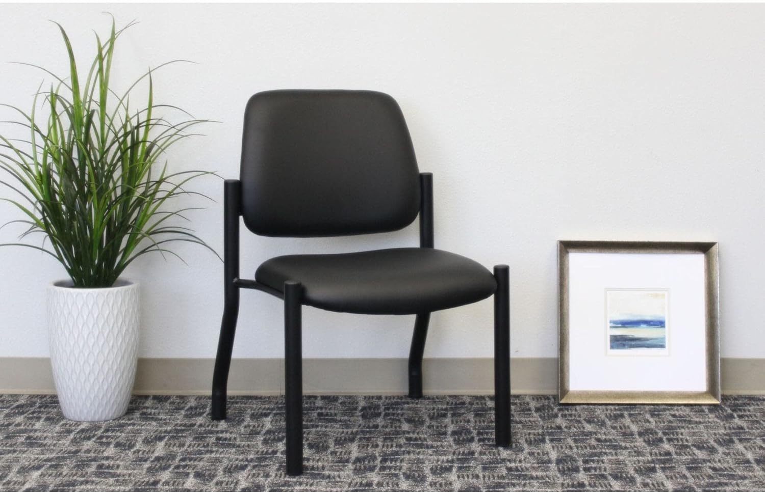 Boss Office Products Mid-Back Vinyl Guest Chair, Black - B9591AM-BK-500