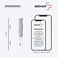 BÖKER PLUS® Atlas Backlock Clippoint - classic pocket folding knife with steel handle - D2 blade - Backlock knife in case