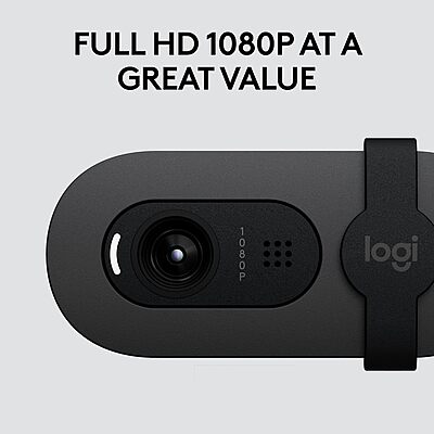 Logitech Brio 105 Full HD 1080p Business Webcam with Auto-Light Balance, USB-A, Privacy Shutter, Easy Set-Up, Compatible with Windows, macOS, ChromeOS