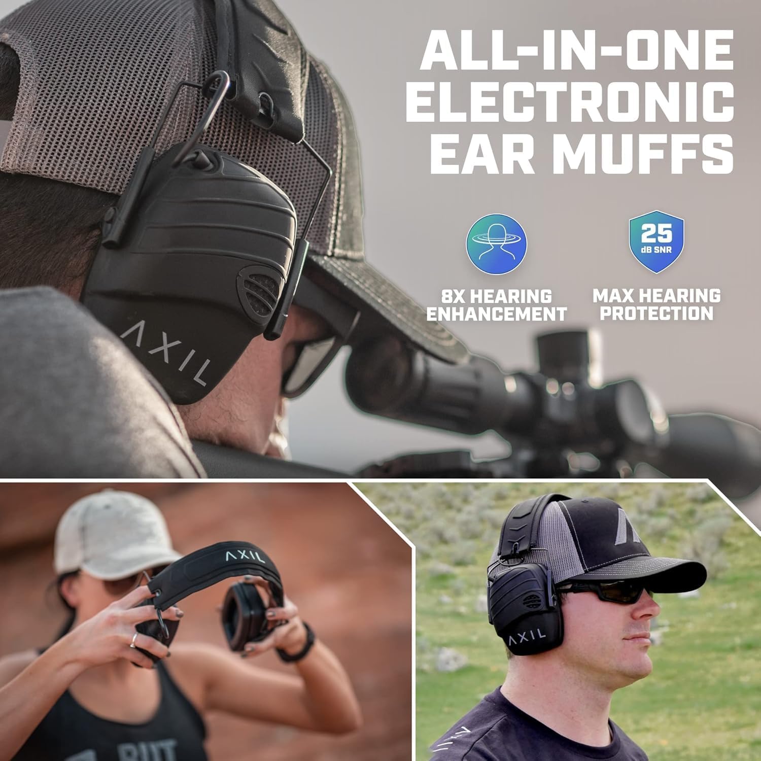 Axil TrackR Electronic Tactical Headmuffs Black