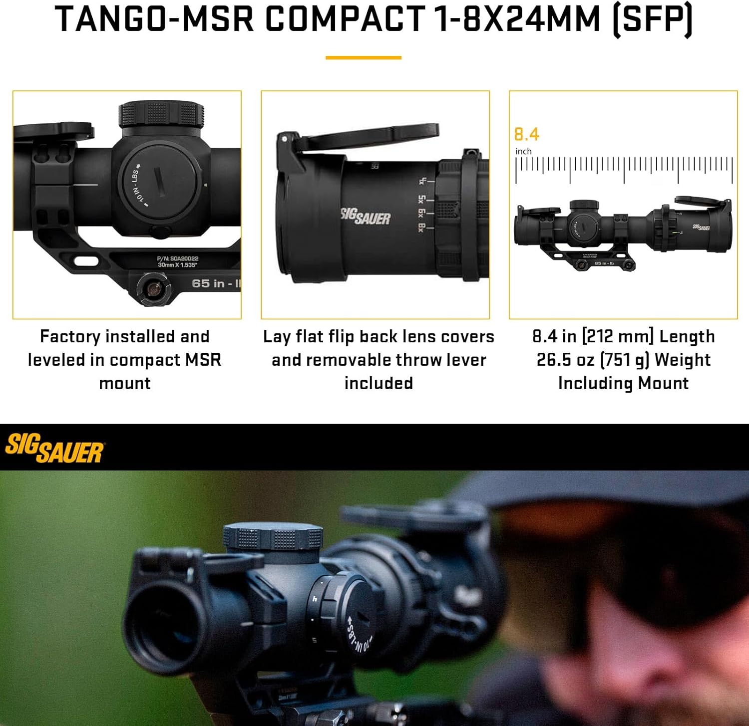 Sig Sauer Tango-MSR Compact LPVO 1-8x24 30mm Maintube Second Focal Plane/F2/SPF Waterproof Shockproof Hunting Scope