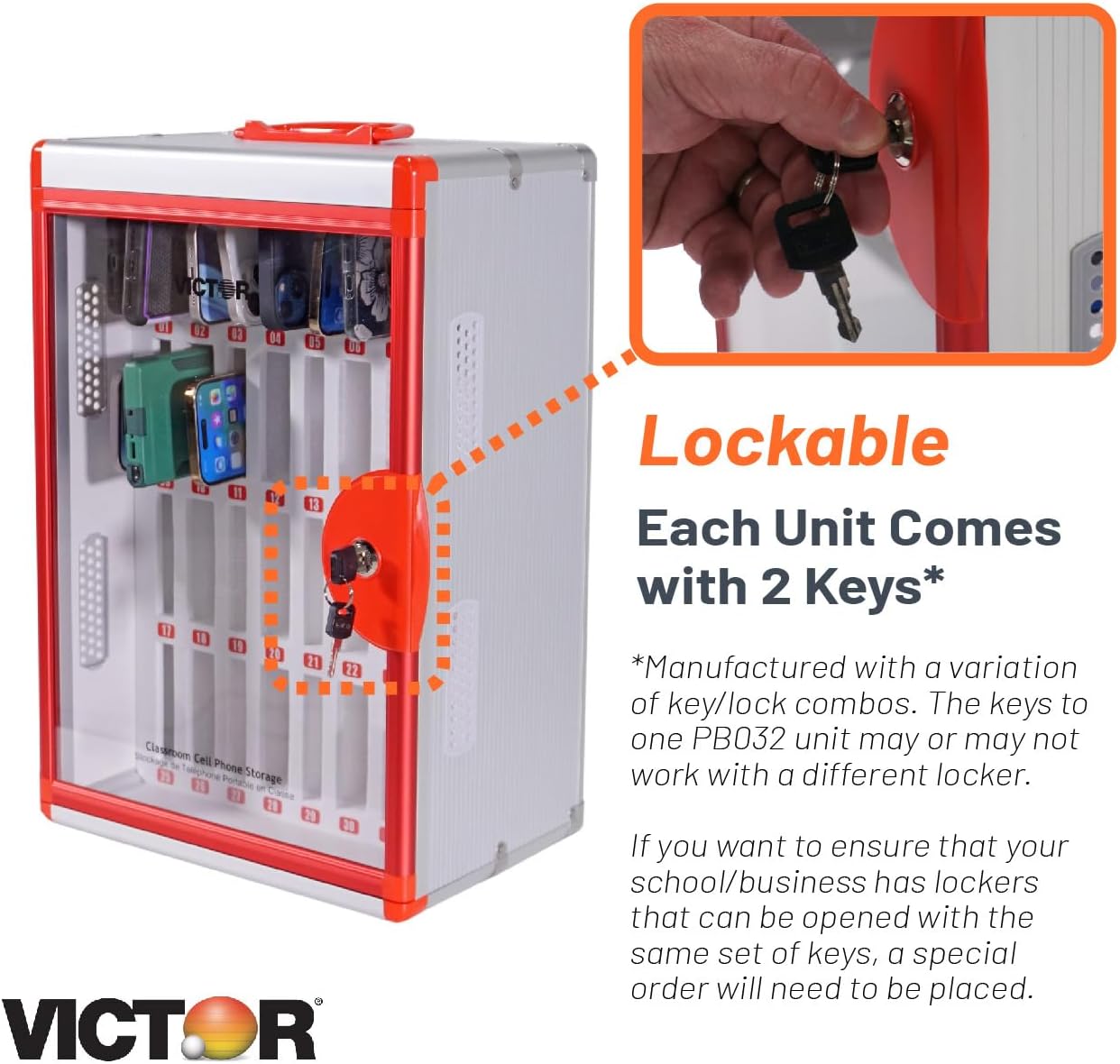 Victor Classroom Cell Phone Storage, 32 Slots Cell Phone Holder for Classroom