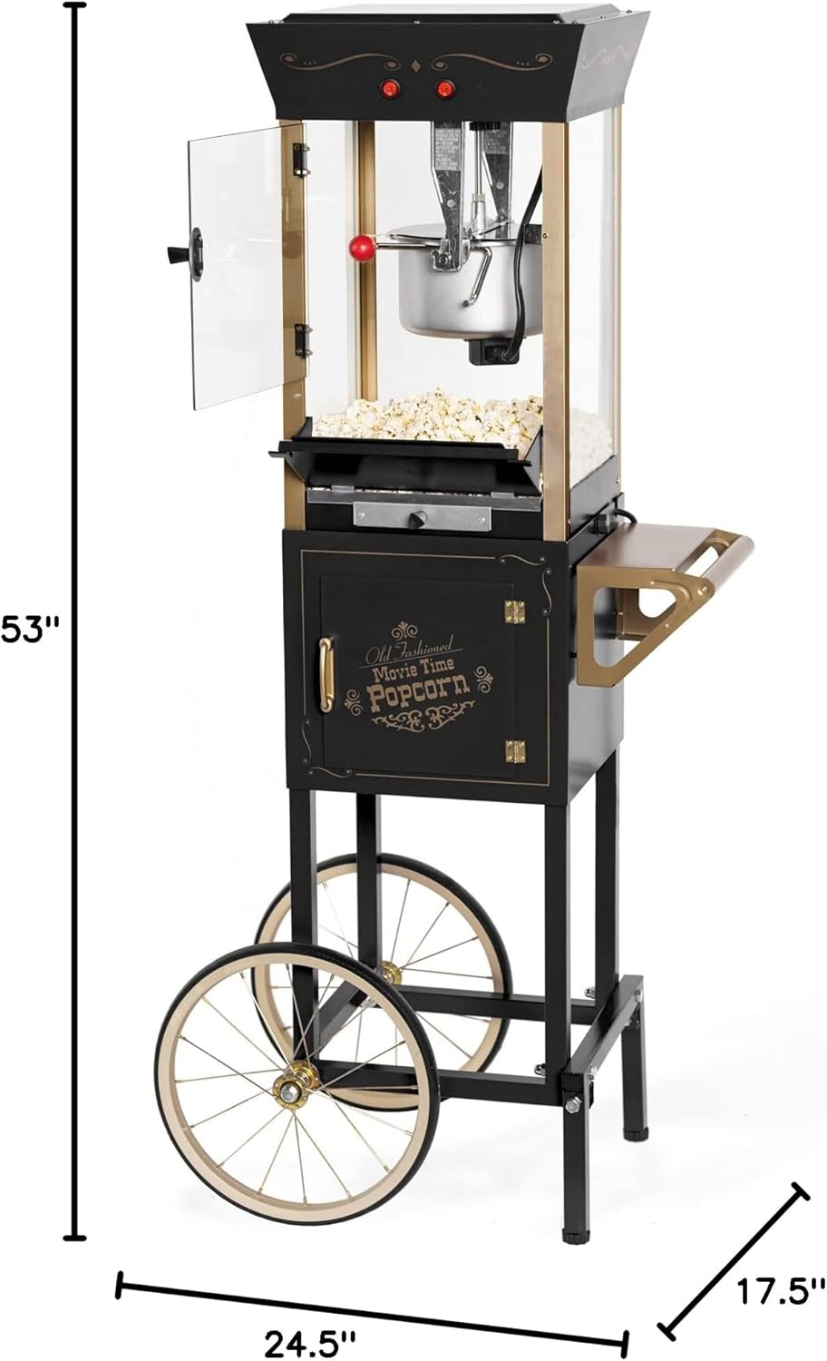 NOSTALGIA Vintage-Style Professional Popcorn Cart with 8 oz Kettle
