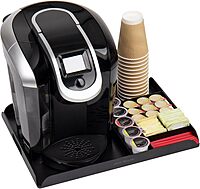 Mind Reader Coffee Station Serving Tray, 7 Pod Capacity Countertop Organizer, Storage, 17.5" L x 13.25" W x 1.25" H, Single, Black