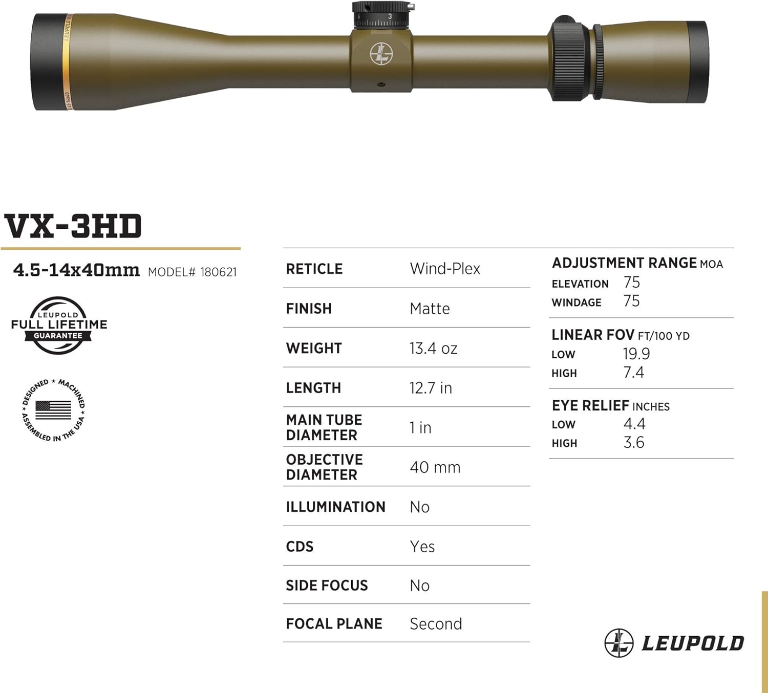 Leupold VX-3HD Riflescope with CDS-ZL ZeroLock Dial