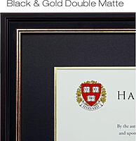EXCELLO GLOBAL PRODUCTS Photo Document Frame: 11" x 14" with Double Mat Graduation Diploma Certificate Holder Wall Frame (Black/Gold/Red)