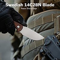 CIVIVI Timberbark Fixed Blade Knife with Kydex Sheath & Clip, 3.2" 14C28N Blade Wood Handle with Lanyard