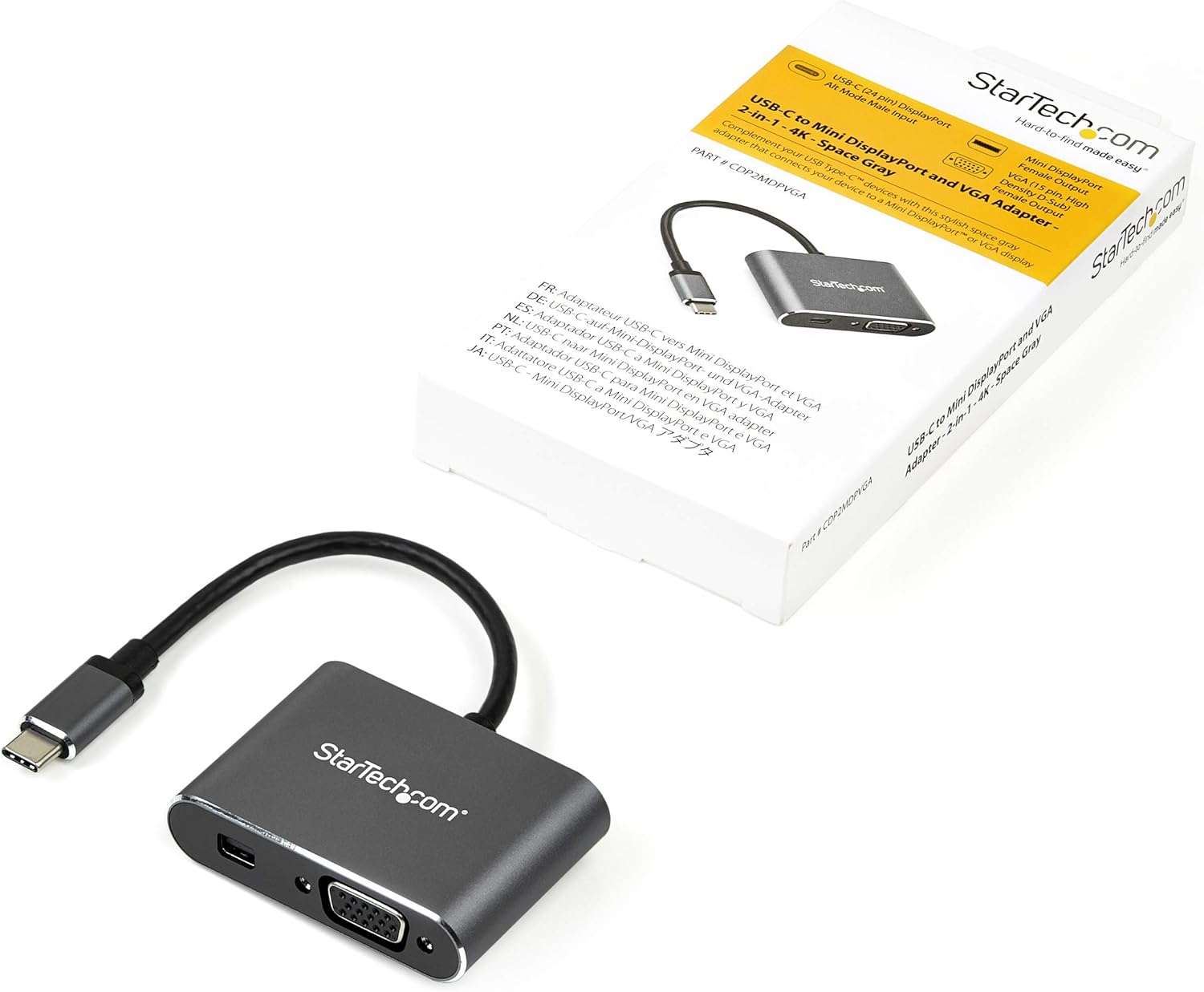 StarTech.com USB C Multiport Video Adapter - USB-C to 4K 60Hz Mini DisplayPort 1.2 or 1080p VGA Monitor Adapter